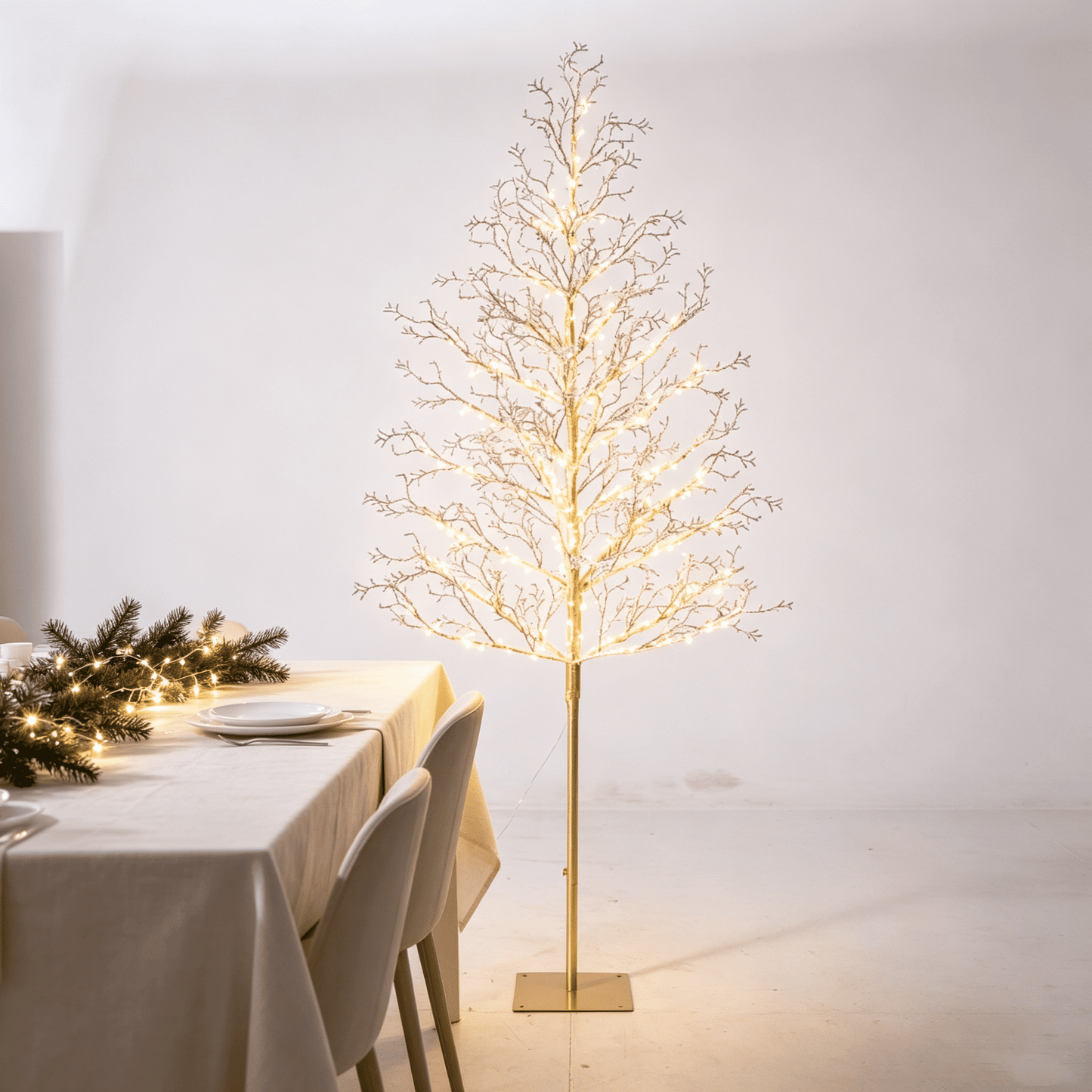DR.Planzen 6FT Pre-Lit Ice Crystal Christmas Tree, Golden Warm White LED Lighted Tree with Breathing Flash Effect, Indoor & Outdoor Holiday Decoration