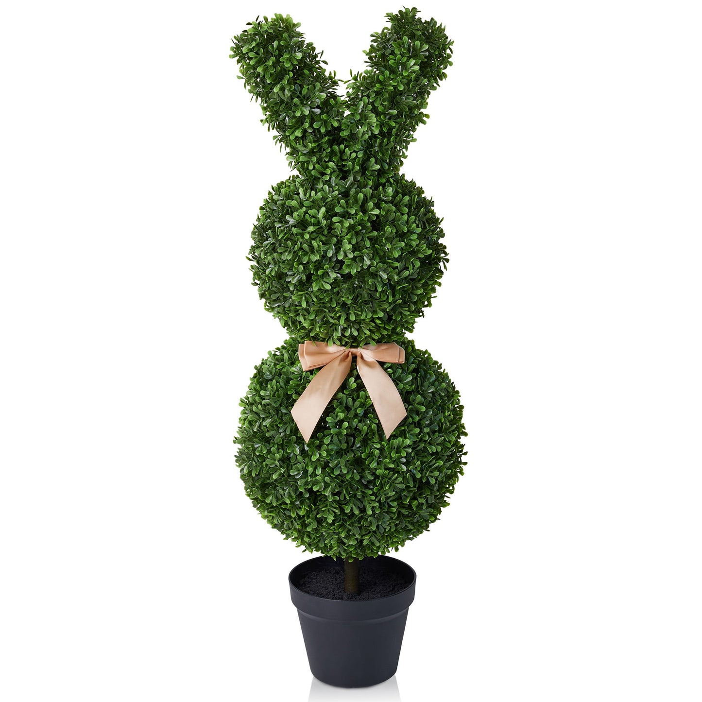 DR.Planzen 36'' Artificial Boxwood Easter Bunny Topiary, Green Spring Outdoor Indoor Decor