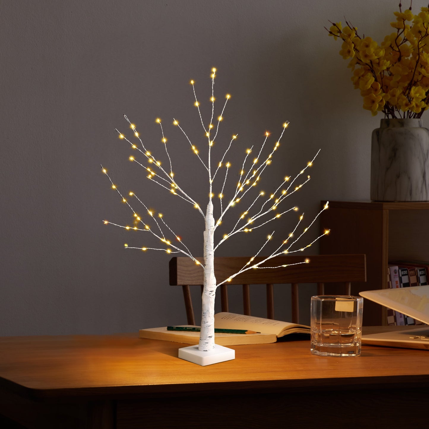 2FT Christmas Tree Light Decorations - USB/Battery Powered 144 LED Birch Tree Lamp with Timer, Warm White DIY Artificial Christmas Tree for Tabletop Home Party Decor, Festive ?Christmas Decor