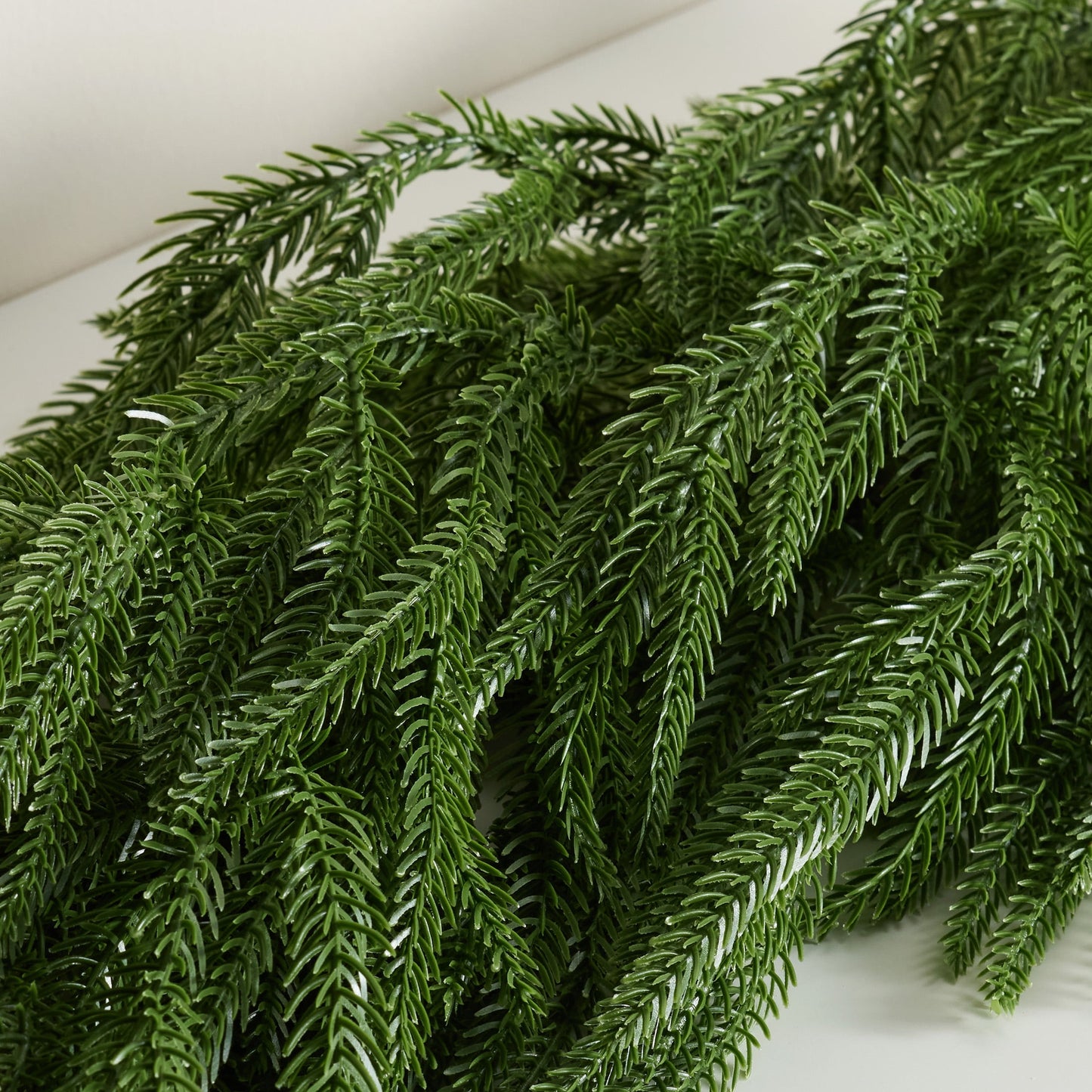 DR.Planzen 2Pack 6ft Artificial Norfolk Pine Foliage Spray, 90 PE Branches & 30 Tips, Realistic Green Slim Greenery Stem for DIY Christmas Tree Filler & Vase Filler