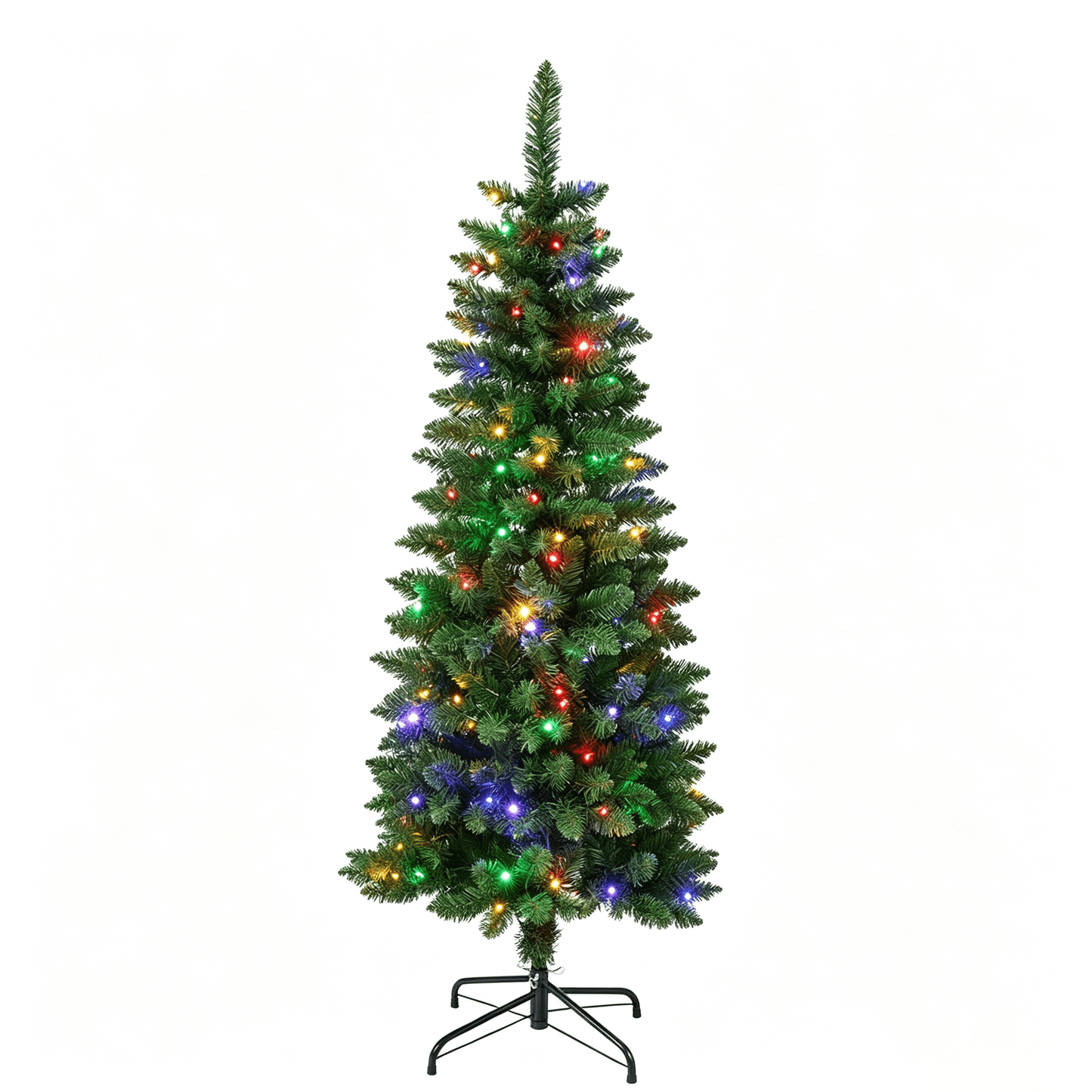 DR.Planzen 5FT Prelit Pencil Christmas Tree, Artificial Slim Christmas Tree, Slim Xmas Tree with Lights - 150 LED Warm White & Multicolor, 9 Modes - Indoor Tree for Apartment Office