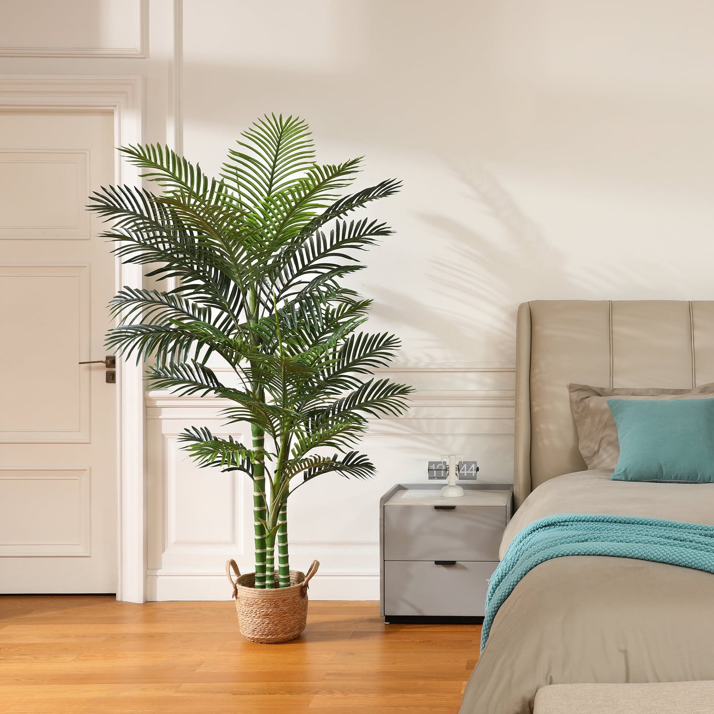 Artificial Golden Cane Palm Plants 6 Feet Fake Tree for Home Decor Indoor Outdoor Faux Areca Palm Tree in Pot for Home Office Perfect Housewarming Gift,Set of 1