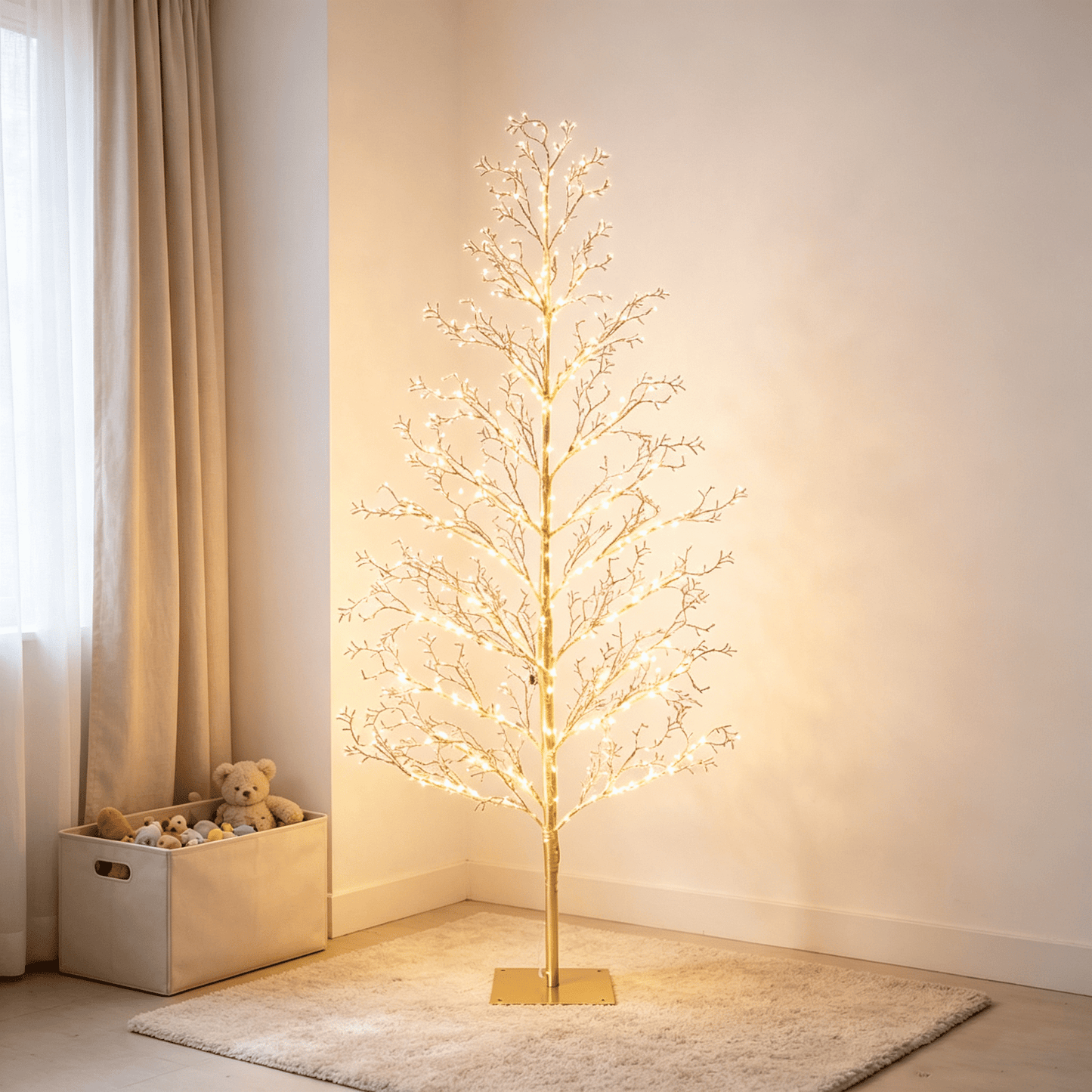 DR.Planzen 5FT Pre-Lit Ice Crystal Christmas Tree, Golden Warm White LED Lighted Tree with Breathing Flash Effect, Indoor & Outdoor Holiday Decoration