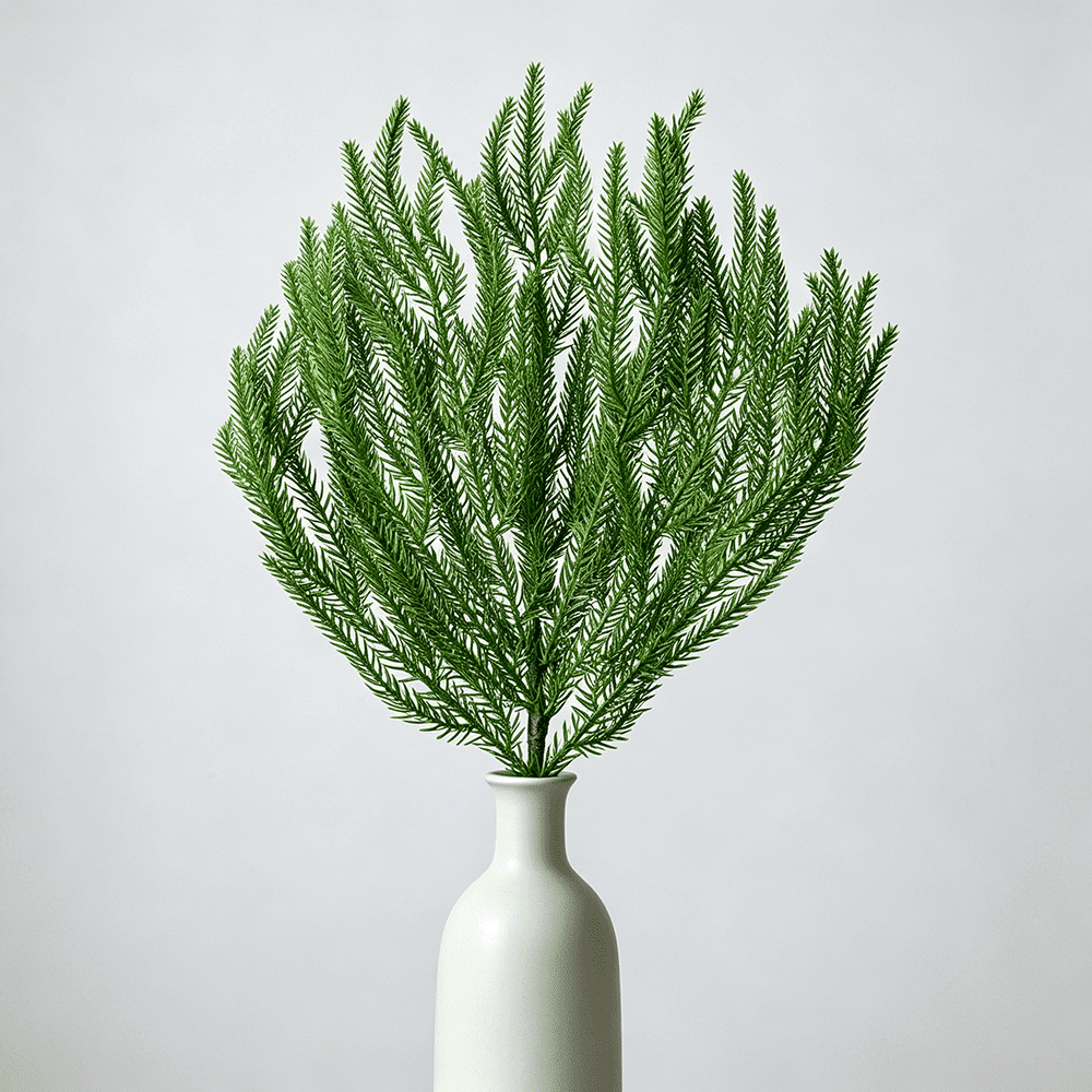 DR.Planzen 12 Pcs 18 inch Artificial Norfolk Pine Branches, Faux Norfolk Pine Stems, Christmas Greenery Stems - Realistic PE Needless - for Wreath Garland Vase Mantel Decor