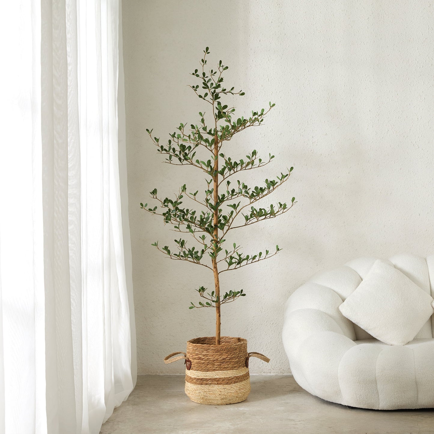 DR.Planzen 5ft Faux Black Olive Tree - Realistic Potted Artificial Tree with Natural Trunk & Silk Leaves - Tall Faux Plant for Home, Office, Indoor & Outdoor Decor - Low Maintenance & UV Resistant