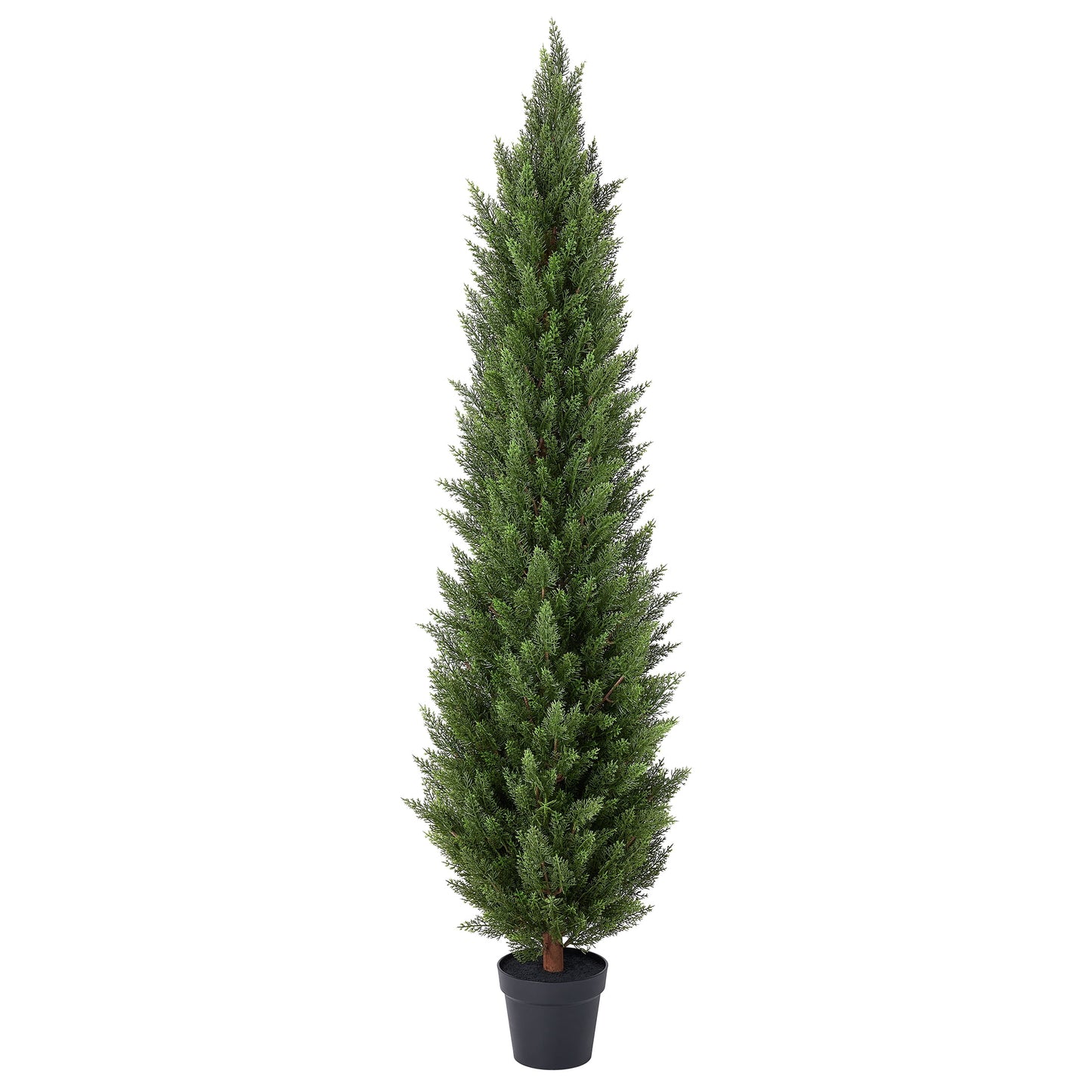 DR.Planzen 6ft Artificial Cedar Tree with Real Wood Trunk, Faux Silk Plant UV Resistant for Indoor Outdoor, Lifelike Fake Potted Tree for Home Office Decor