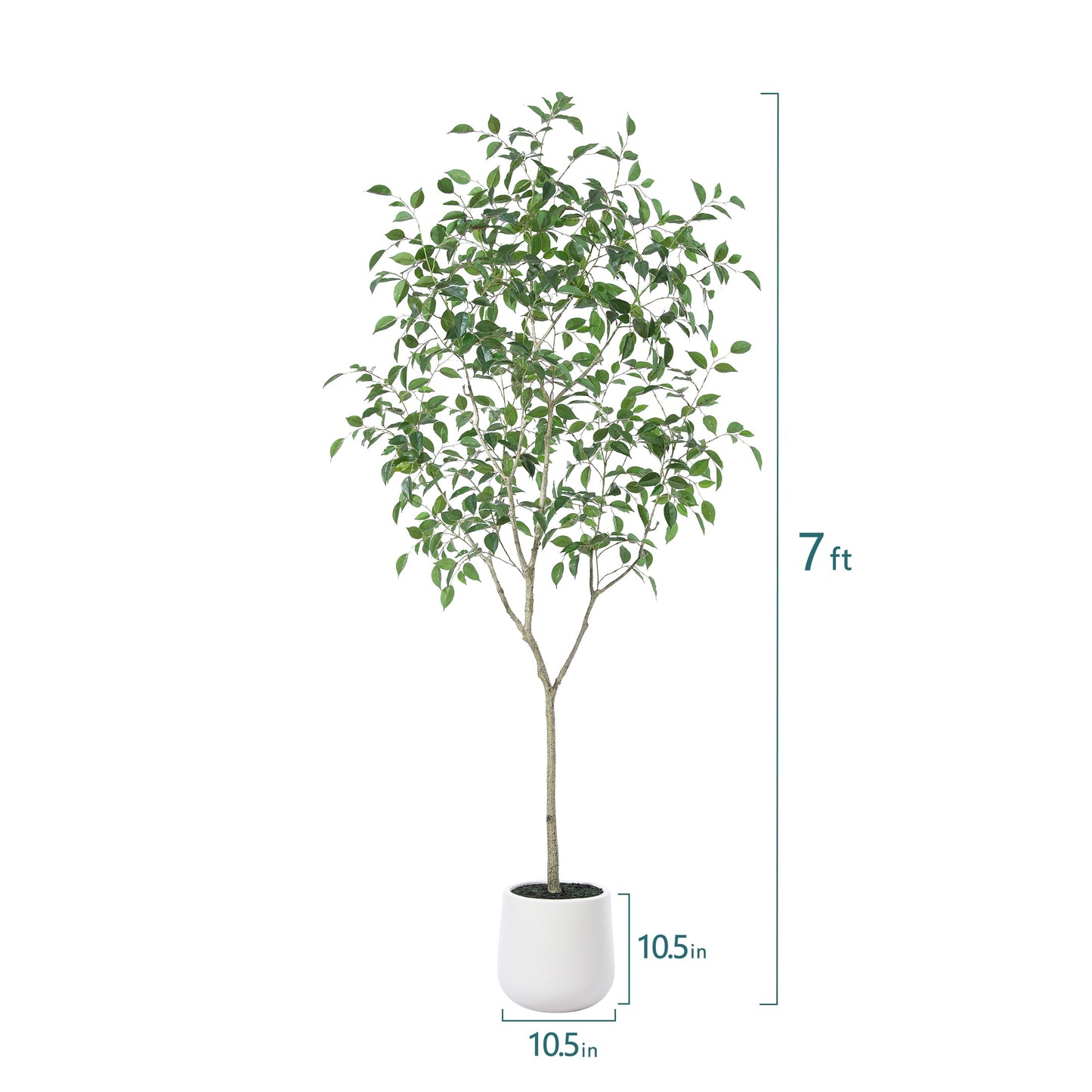 DR.Planzen 7ft Fake Ficus Tree with Oval White Planter, Pre Potted Faux Greenry Plant for Home Decor Office House Living Room Indoor Outdoor, Big Fake Plants Fake House Plants