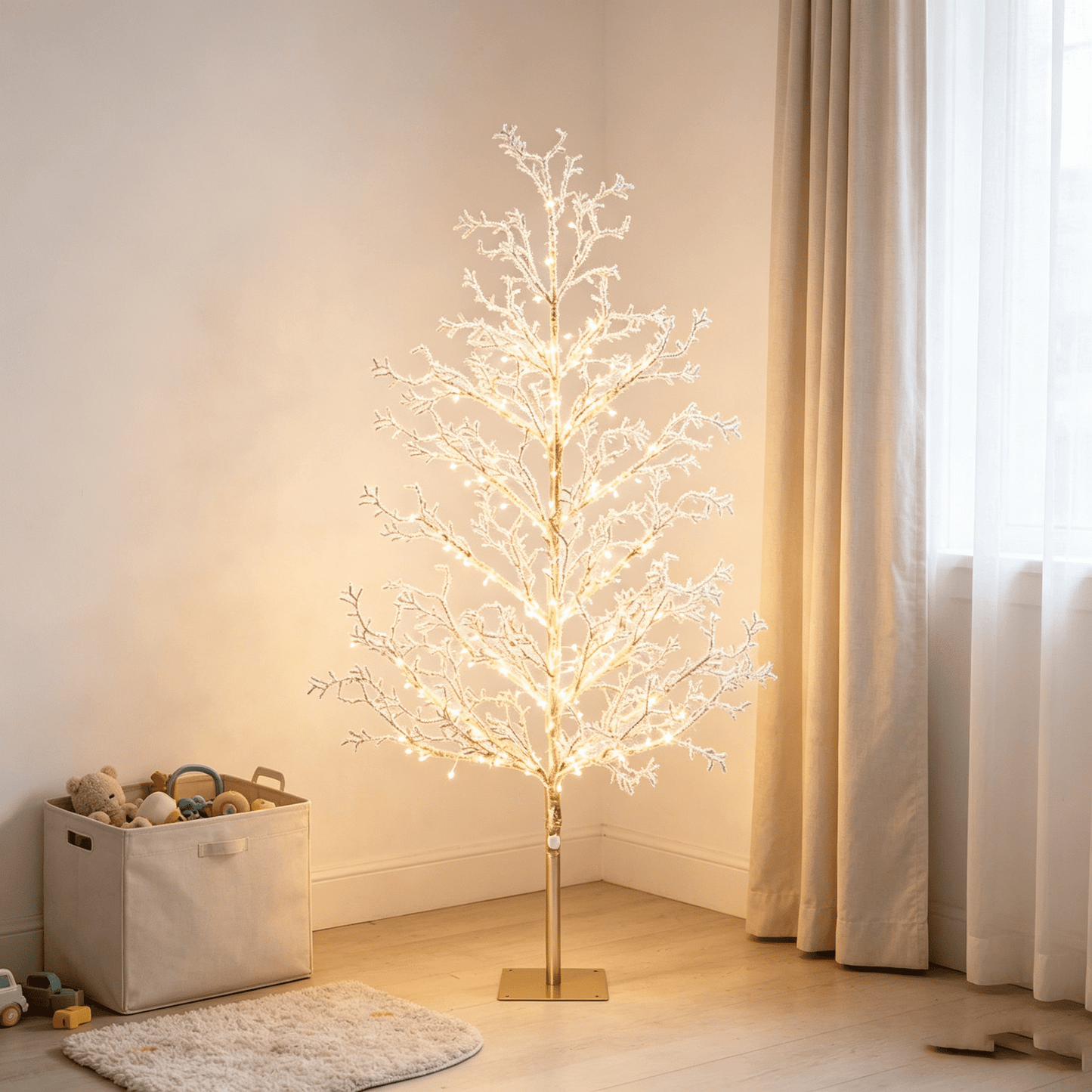 DR.Planzen 4FT Pre-Lit Ice Crystal Christmas Tree, Golden Warm White LED Lighted Tree with Breathing Flash Effect, Indoor & Outdoor Holiday Decoration