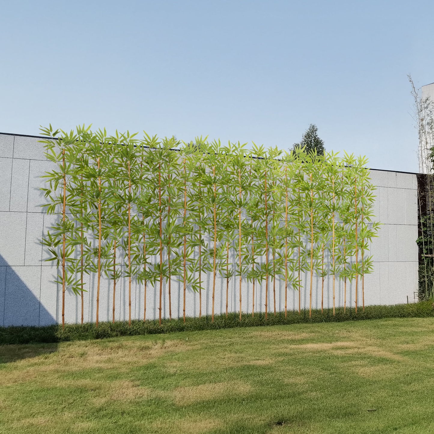 24 Pack 6FT Artificial Bamboo Privacy Screen - Faux Bamboo Plant Outdoor with Real Bamboo Poles, UV Resistant Dense Leaves Tall Fake Bamboo Fence Cover for Patio Backyard Balcony Wall Decor