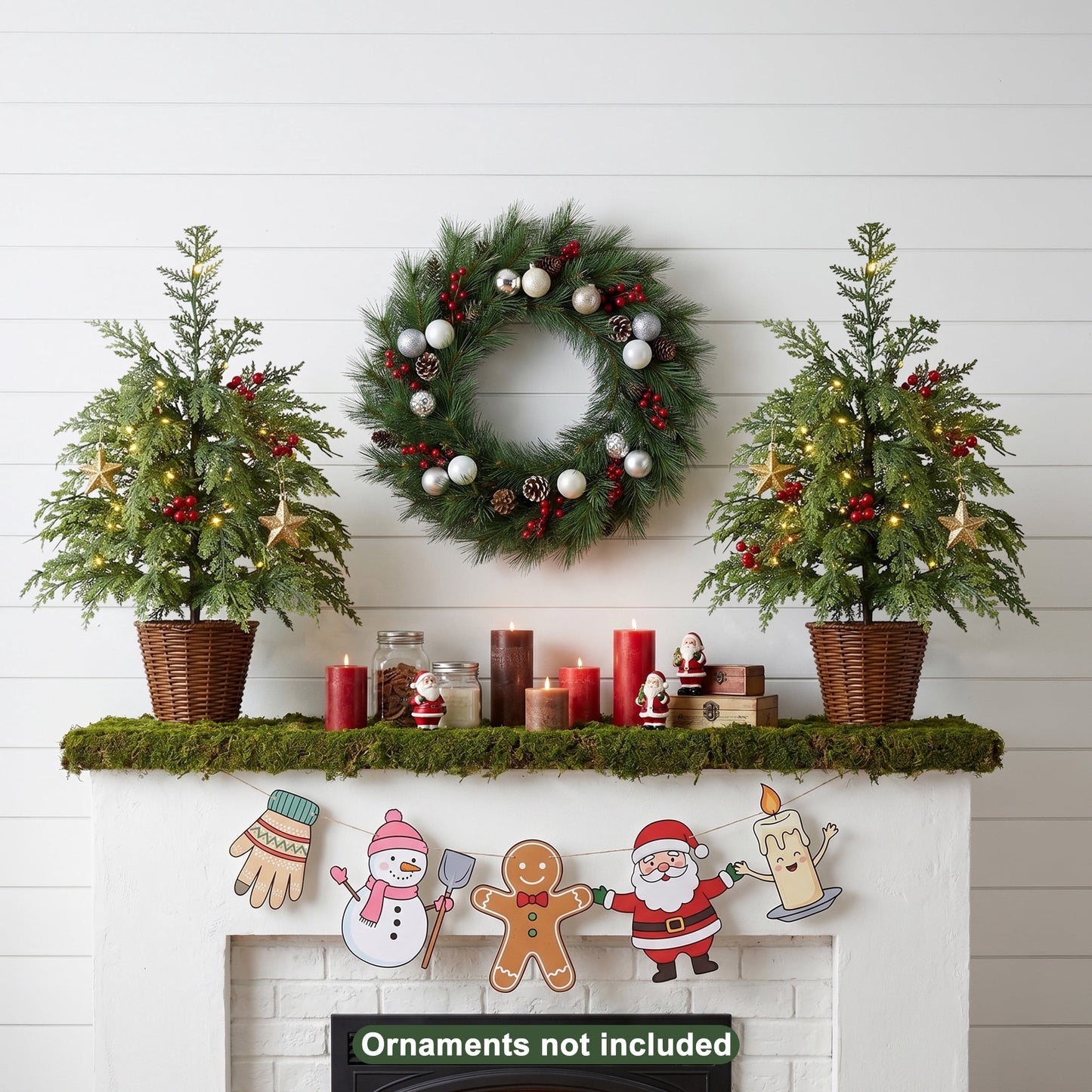 DR.Planzen 24" Pre-Lit Green Cypress Artificial Christmas Tree with 30 Warm White LED Lights, Mini Tabletop Xmas Tree in Woven Basket Base, Indoor Holiday Decoration
