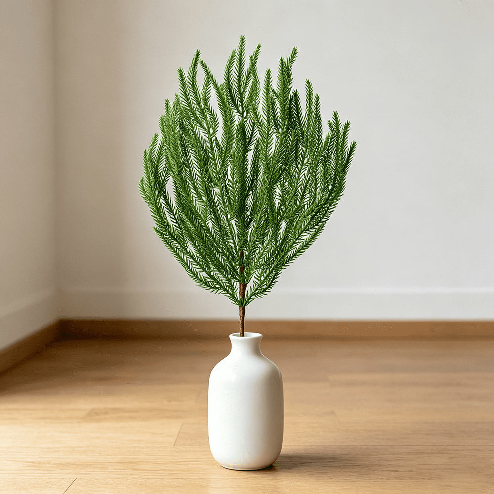 DR.Planzen 12 Pcs 18 inch Artificial Norfolk Pine Branches, Faux Norfolk Pine Stems, Christmas Greenery Stems - Realistic PE Needless - for Wreath Garland Vase Mantel Decor