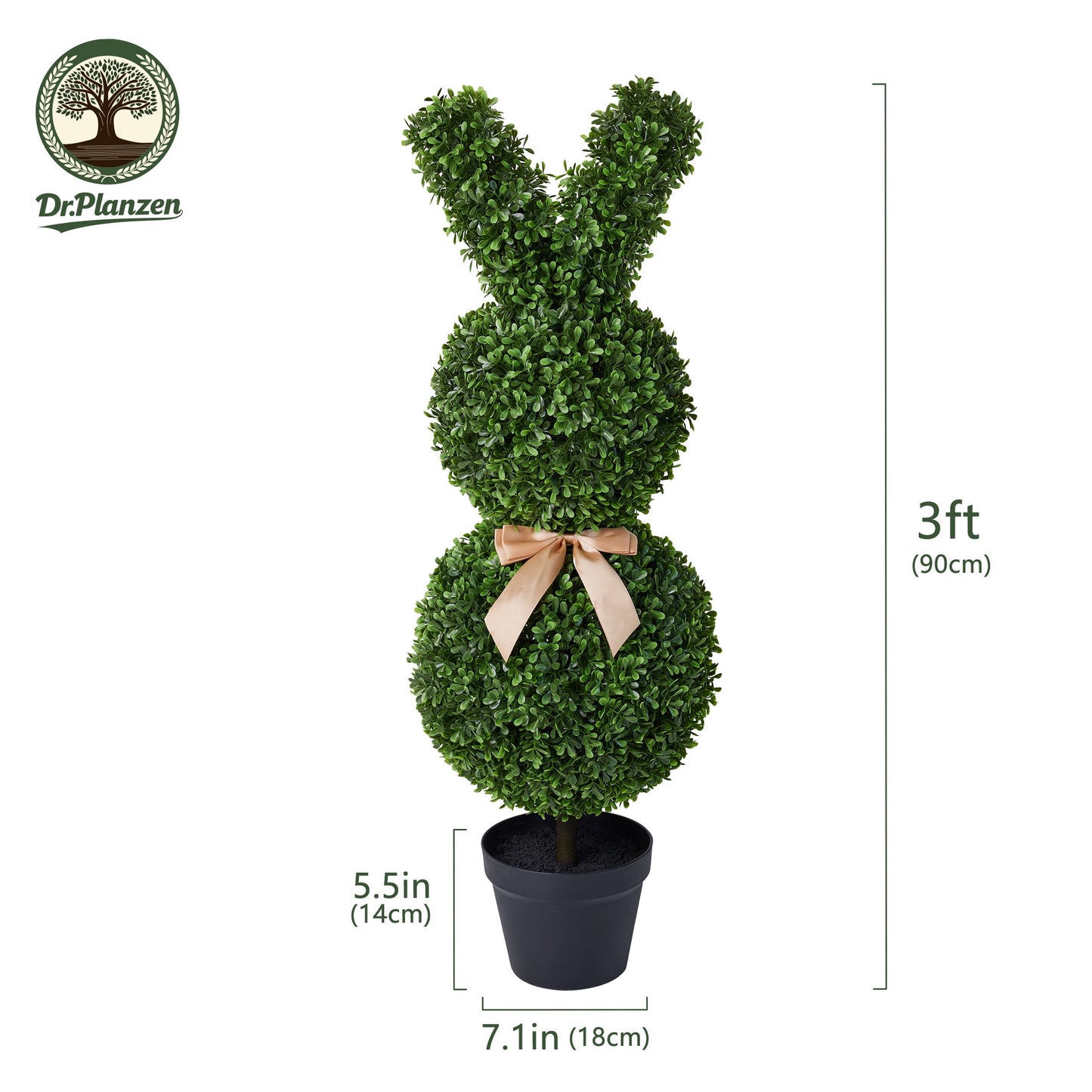 DR.Planzen 2 Pack 36'' Artificial Boxwood Easter Bunny Topiary, Green Spring Outdoor Indoor Decor