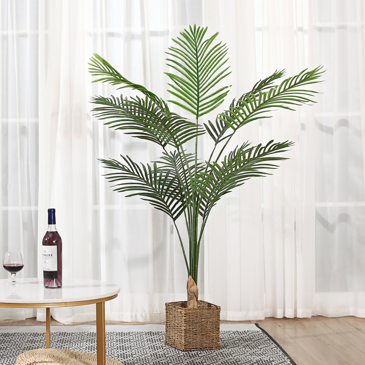 DR.Planzen 5ft Artificial Palm Tree Indoor Plant Tall Fake Tropical Paradise Palm Tree in Pot, Faux Areca Palm Tree for Home Office Living Room Bedroom Farmhouse Modern Decor