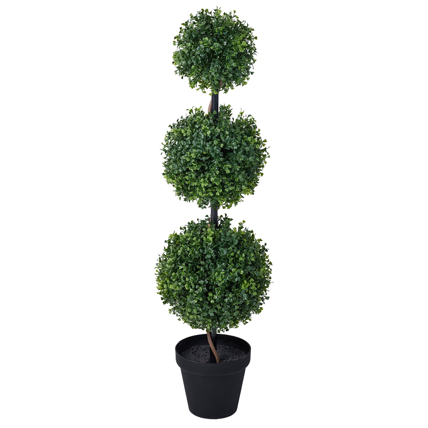 DR.Planzen 2 Pack 3ft Artificial Triple Ball Boxwood Topiary Tree, Realistic Faux Topiary Tree Indoor Outdoor, Low Maintenance Artificial Greenery for Patio Front Door Home Office
