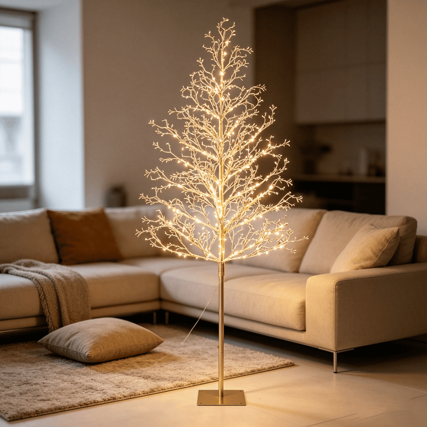 DR.Planzen 6FT Pre-Lit Ice Crystal Christmas Tree, Golden Warm White LED Lighted Tree with Breathing Flash Effect, Indoor & Outdoor Holiday Decoration