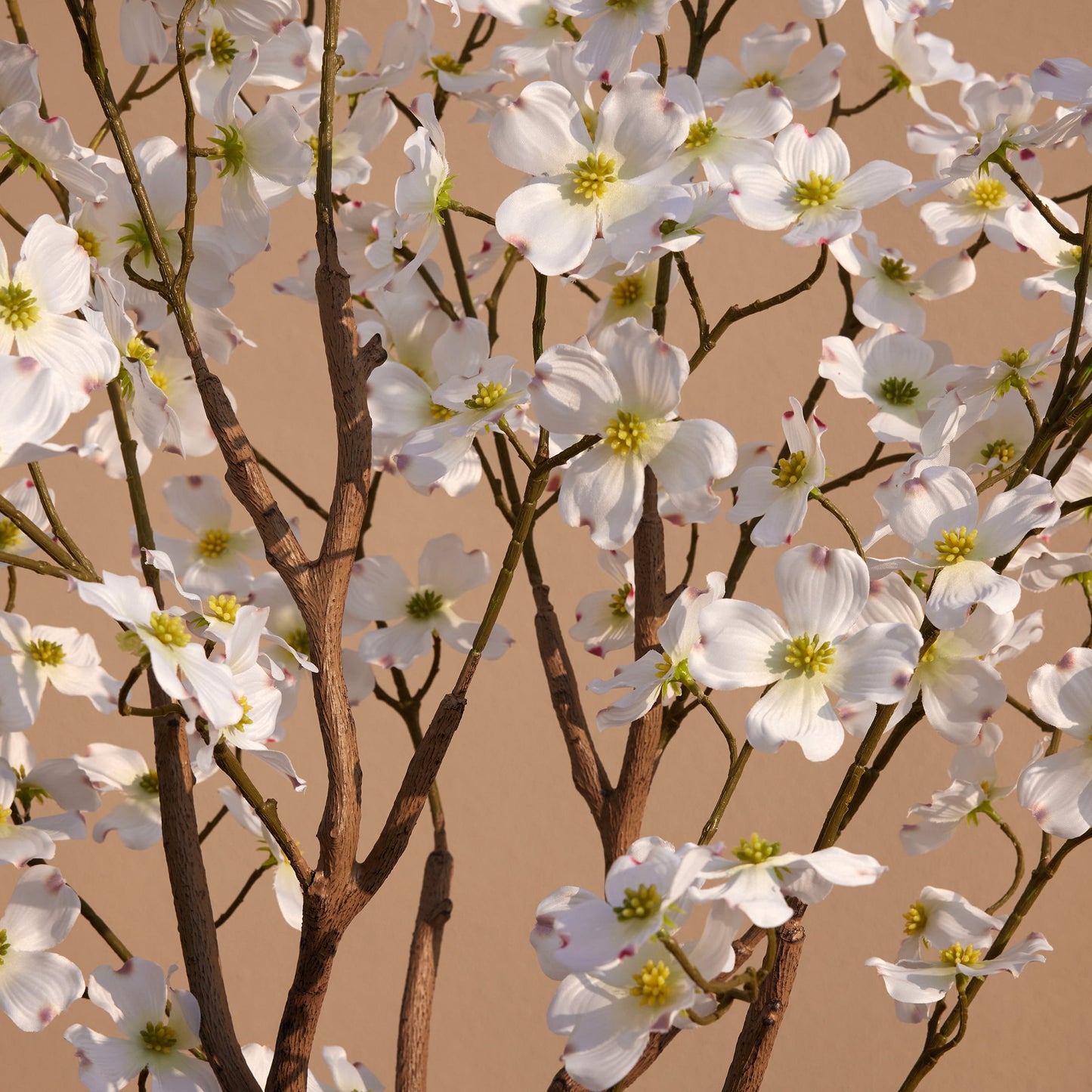 DR.Planzen 4ft White Artificial Dogwood Tree, Lifelike Faux Dogwood Flower Tree with Green Leaves for Home Decor Indoor Outdoor, Spring Decoration for Living Room Office