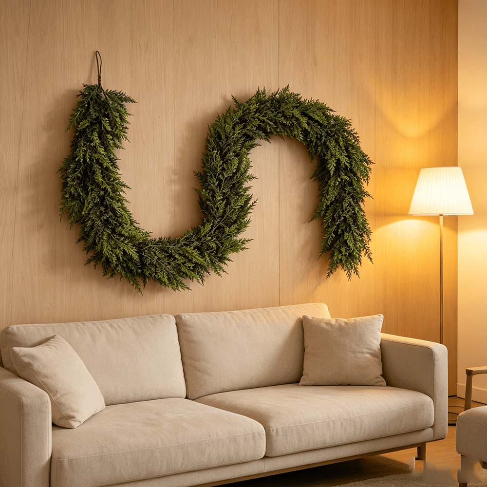 DR.Planzen 6FT Norfolk Pine Garland, 600 PE Tips Christmas Garland, Faux Greenery Garland, Artificial Pine Garland, Christmas Greenery for Fireplace Mantel Table Stairs Indoor Decor