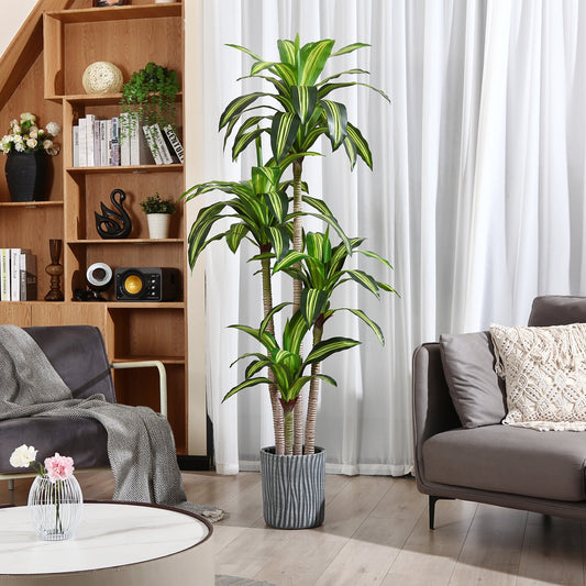 6ft Artificia Dracaena Tree in Pot Faux Plants Indoor Outdoor Decor Fake Tree Silk Plants for Home Decor Office Living Room Porch Patio Perfect Housewarming Gift