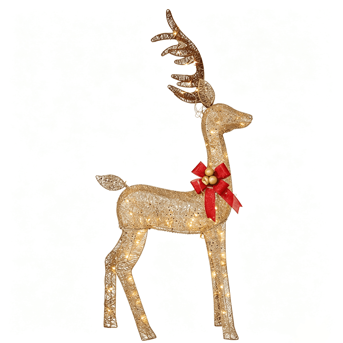 DR.Planzen Lighted Christmas Deer Family, 360 LED 4.5FT Gold Buck Doe Fawn Set, 3-Piece Lighted Reindeer Set, Christmas Yard Decorations for Lawn, Garden & Porch Outdoor