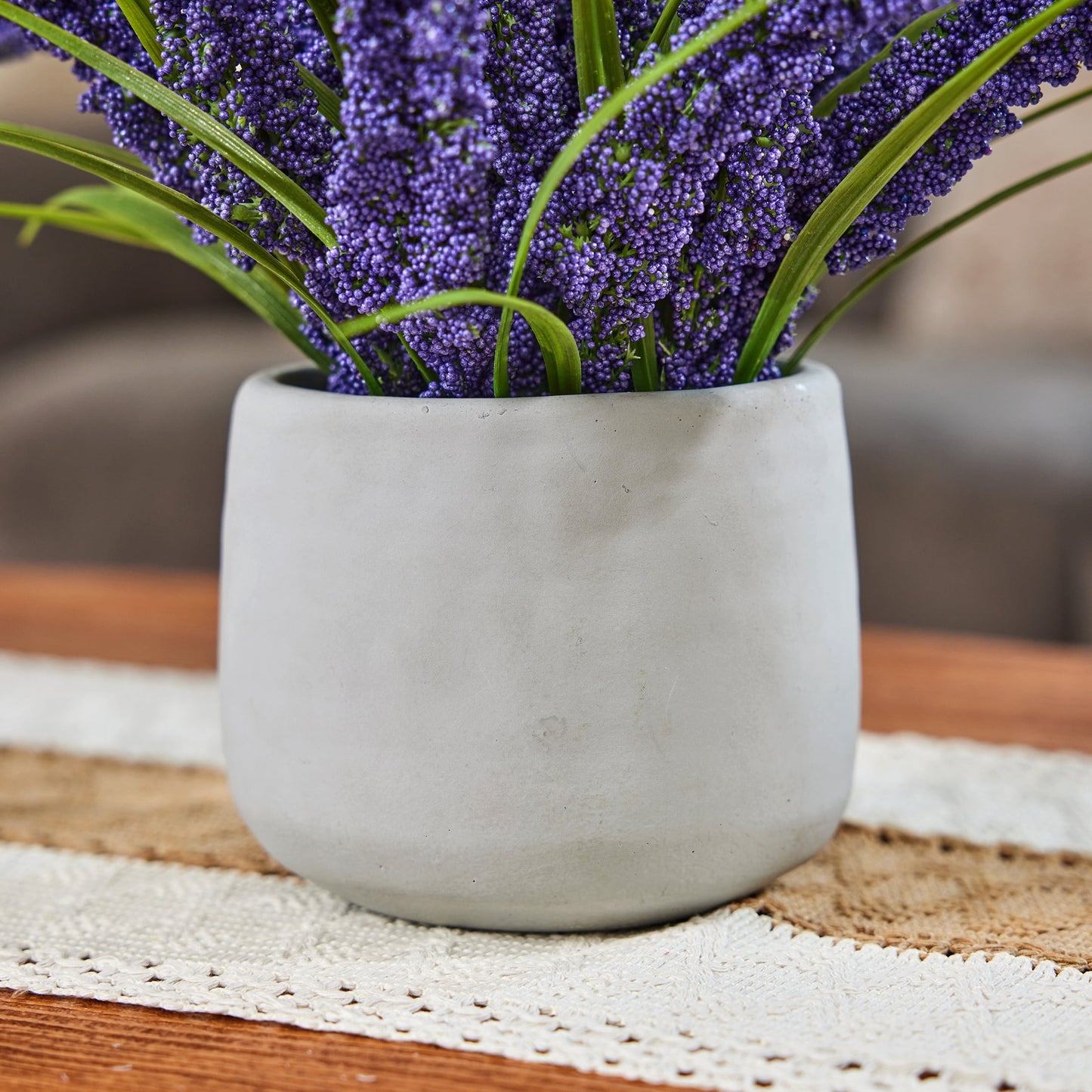 12in Artificial Lavender Plant in White Pot Faux Lavender Flowers Fake Lavender Plant, 21 Stems 42 Leaves Dense Realistic Purple Artificial Flowers for Farmhouse Home Bathroom Desk Decor