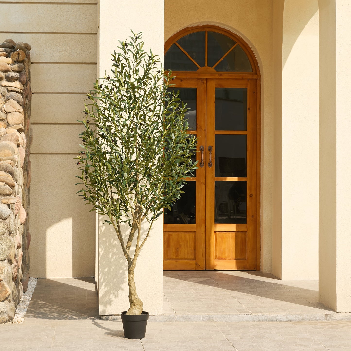 7FT Fuller Artificial Olive Tree in Pot, Artificial Olive Plants with Fruits, Realistic Indoor Outdoor Plants for Home Decor Housewarming Gift