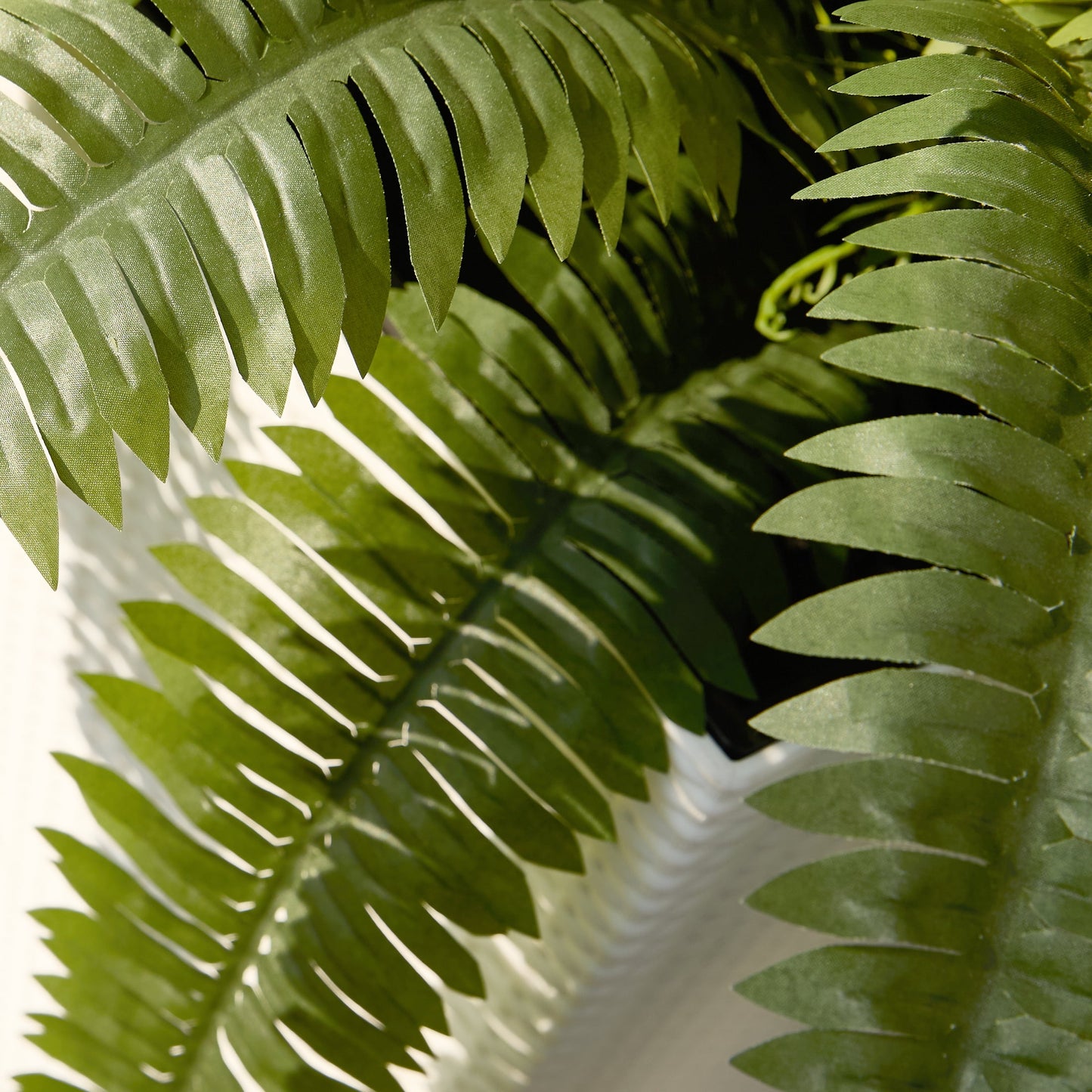 DR.Planzen Artificial Boston Fern Bush Plant with White Tapered Planter - UV Resistant Faux Ferns with 39 Leaves