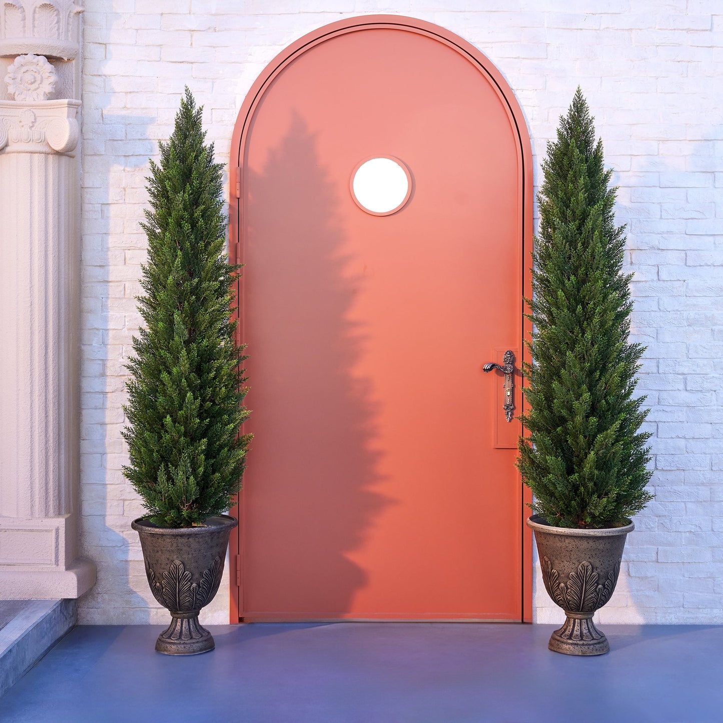 DR.Planzen 2 Pack 6ft Artificial Cedar Tree with Real Wood Trunk, Faux Silk Plant UV Resistant for Indoor Outdoor, Lifelike Fake Potted Tree for Home Office Decor