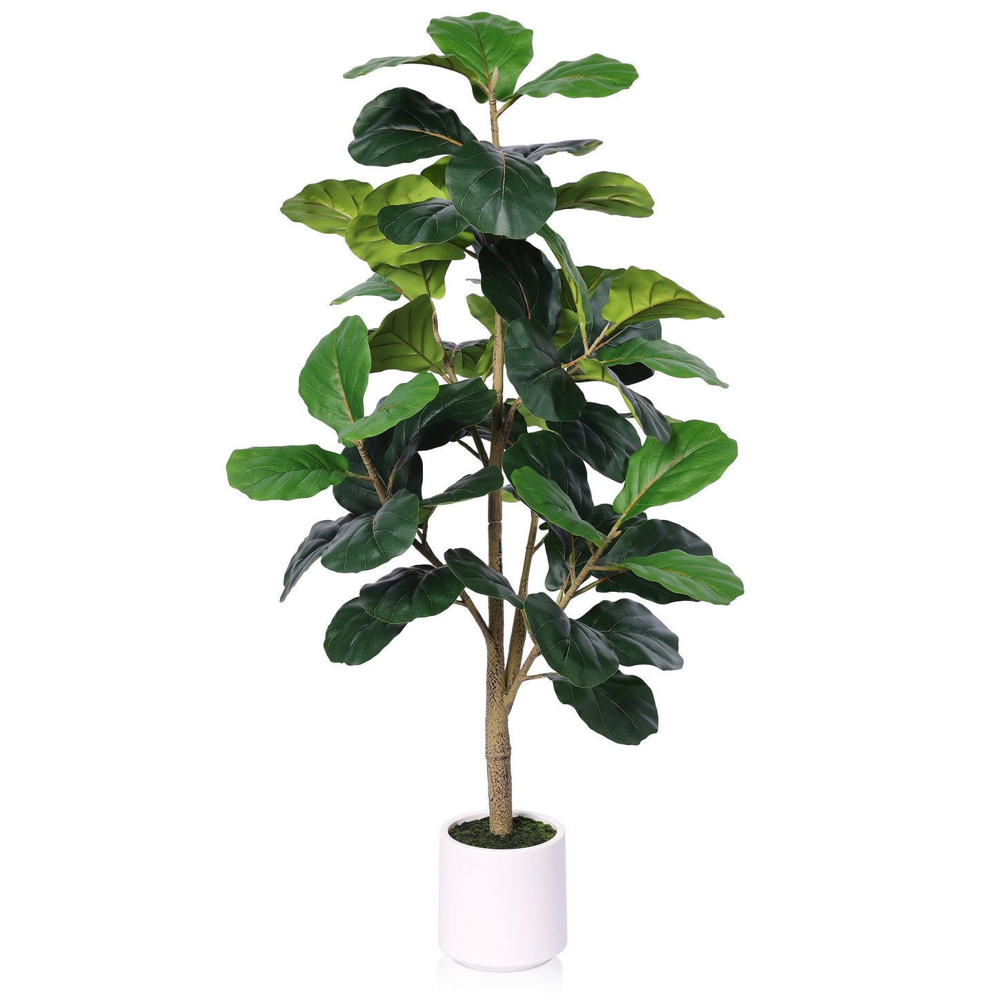 DR.Planzen 4.5ft Artificial Fiddle Leaf Fig Tree, Tall Faux Ficus Tree, Artificial Plants for Home Office Decor