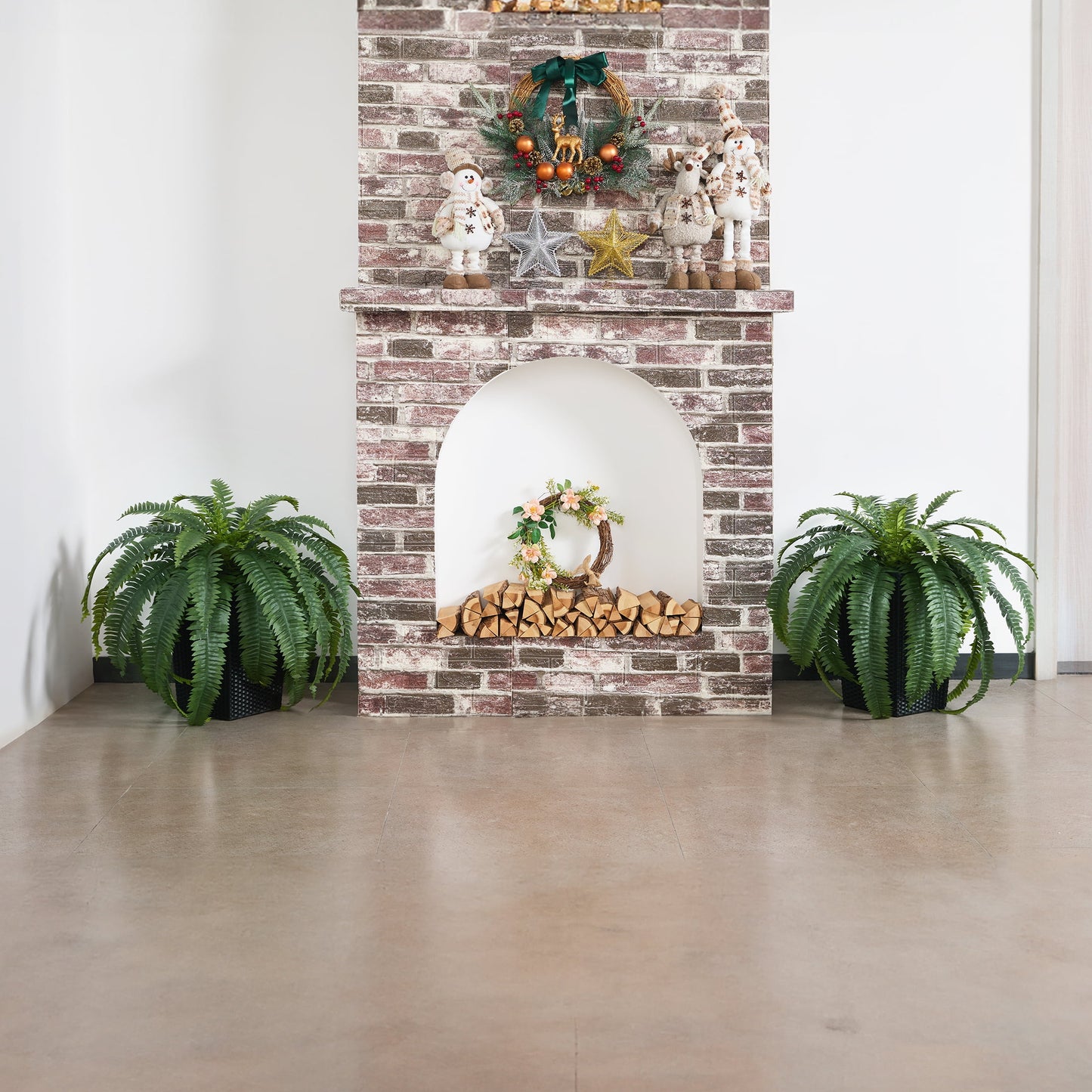 DR.Planzen Artificial Boston Fern Bush Plant with Black Tapered Planter - UV Resistant Faux Ferns with 33 Leaves