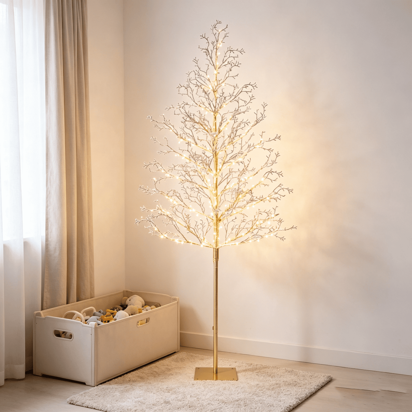 DR.Planzen 6FT Pre-Lit Ice Crystal Christmas Tree, Golden Warm White LED Lighted Tree with Breathing Flash Effect, Indoor & Outdoor Holiday Decoration