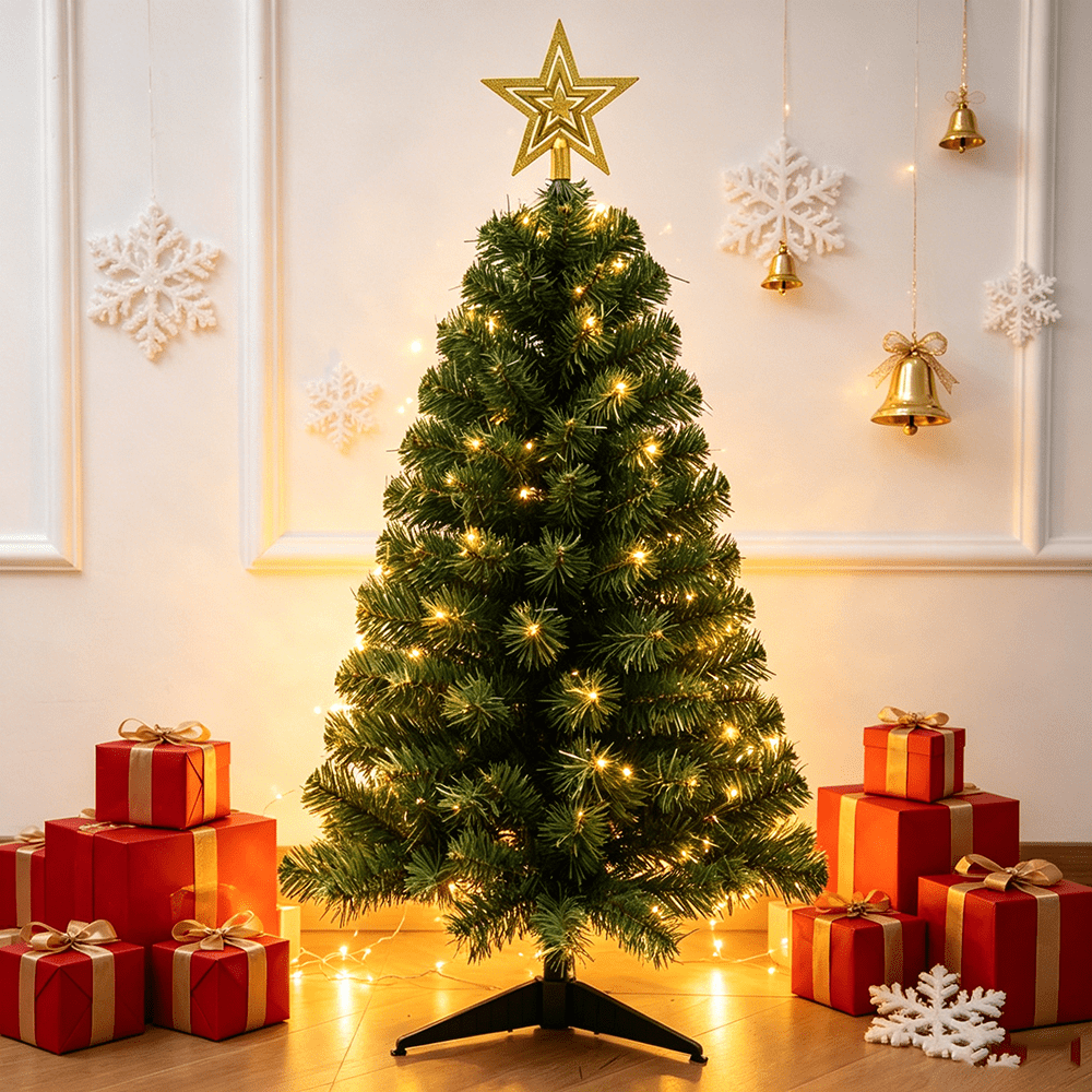 3 ft Christmas Tree with Star Topper - Artificial Christmas Tree, Small Christmas Tree, Mini Xmas Tree, Tabletop Holiday Tree for Indoor Christmas Decorations, Home, Office, Apartment