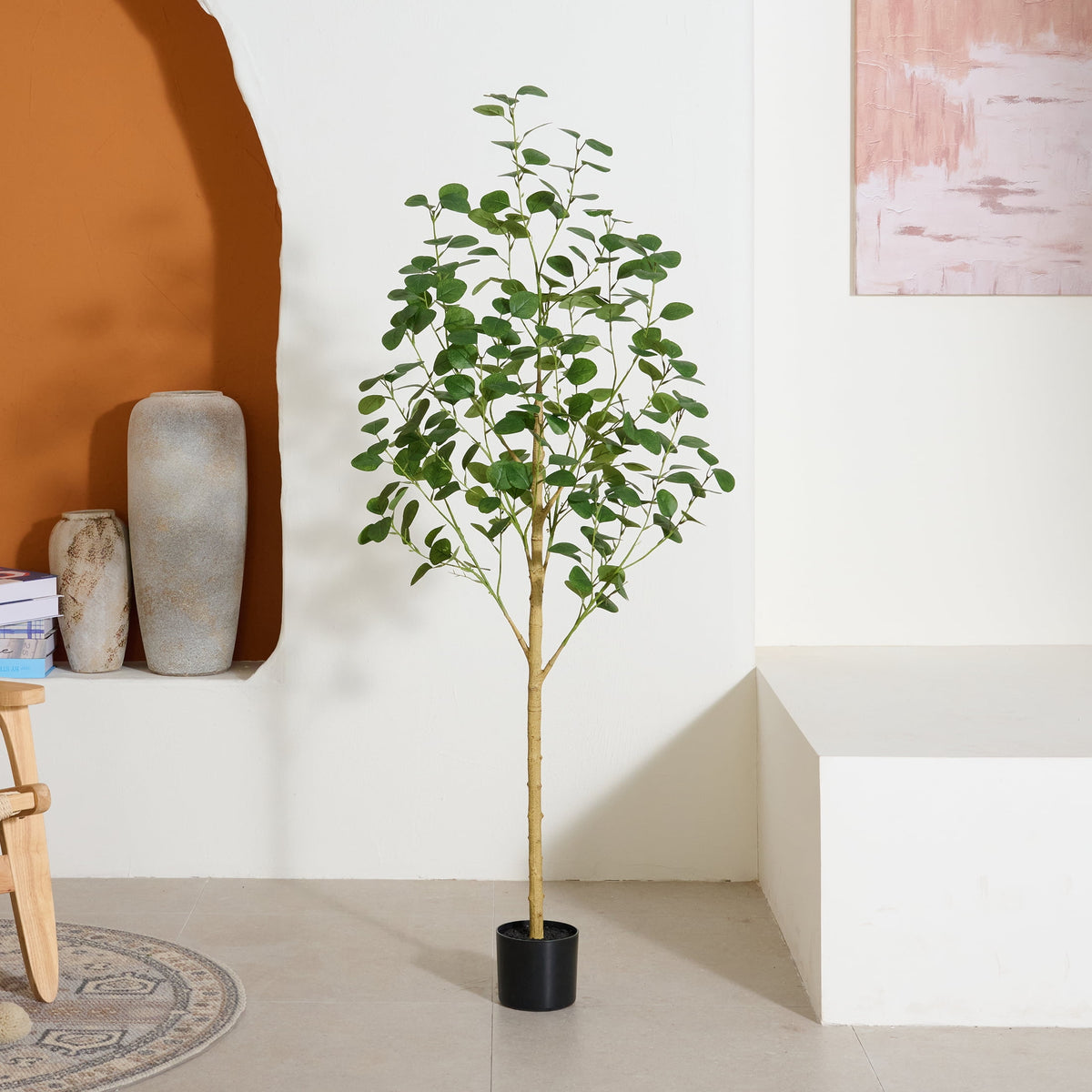 DR.Planzen 5ft Artificial Eucalyptus Tree in Black Pot, Faux Eucalyptus Plant for Home Office Decor