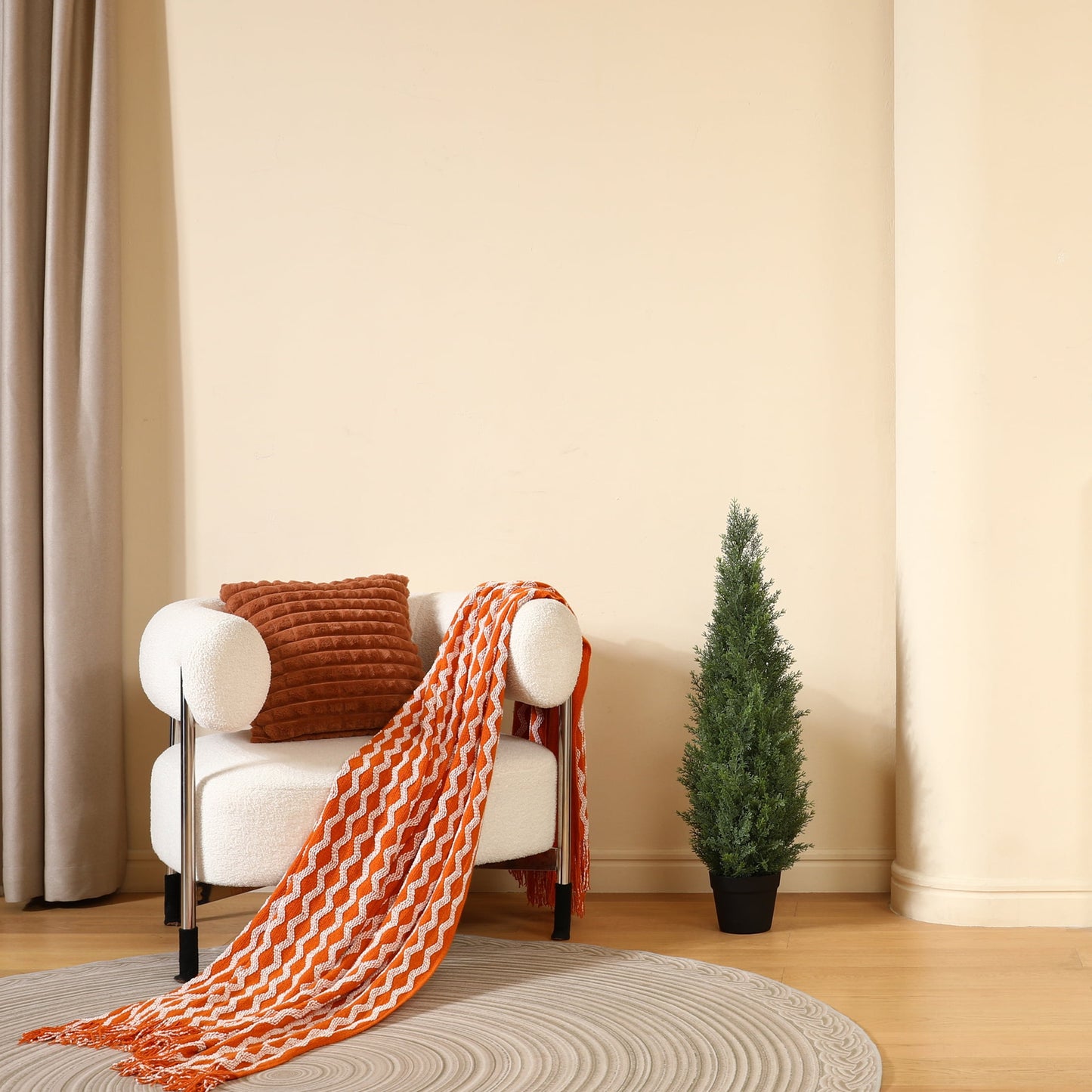DR.Planzen 3 FT Artificial Cedar Tree with 699 PE Leaves, Indoor Faux Topiary Cedar Tree, Potted Fake Tree - Adjustable Branches - Slim Decor for Entryway & Covered Porch