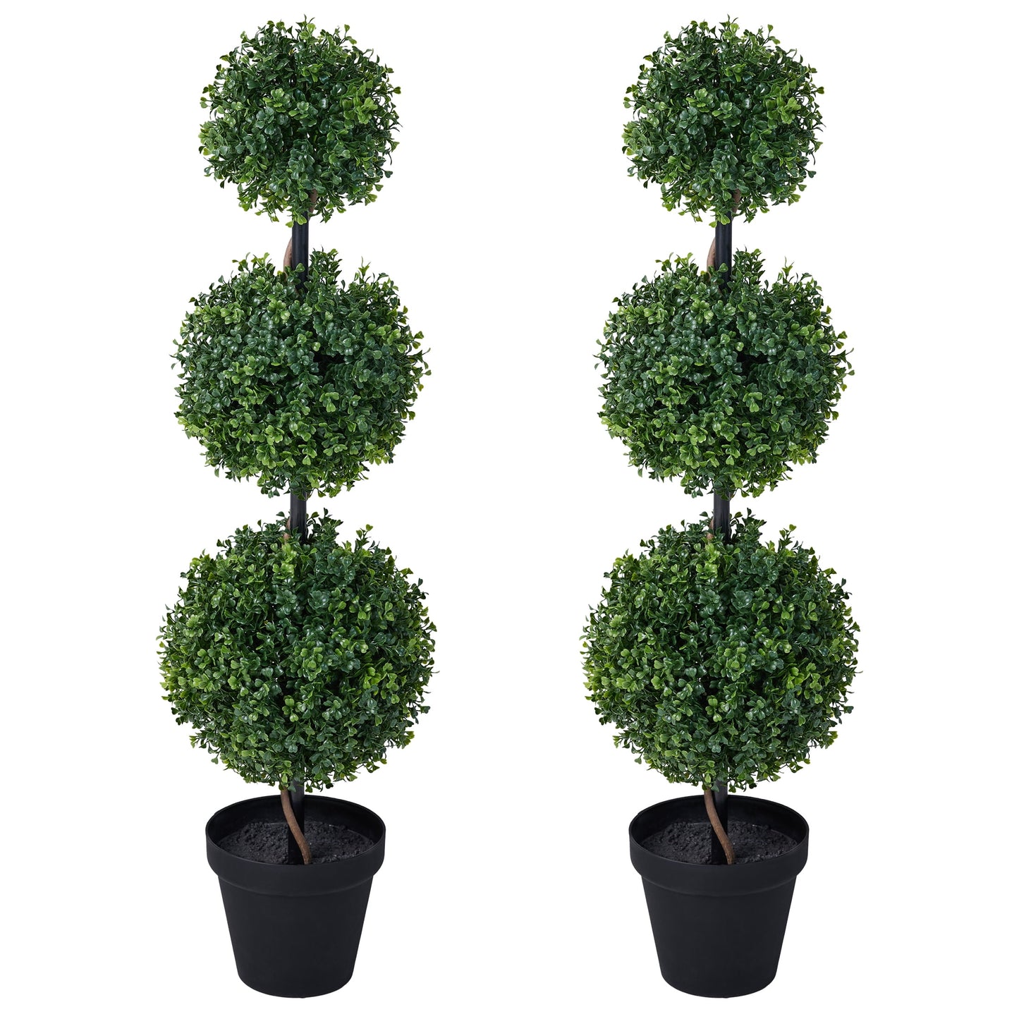 DR.Planzen 3ft Artificial Triple Ball Boxwood Topiary Tree, Realistic Faux Topiary Tree Indoor Outdoor, Low Maintenance Artificial Greenery for Patio Front Door Home Office