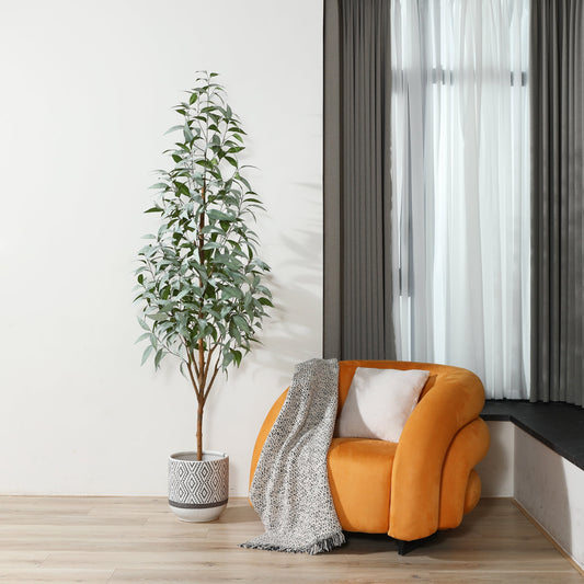 7FT Artificial Eucalyptus Plants with Realistic Leaves and Natural Trunk