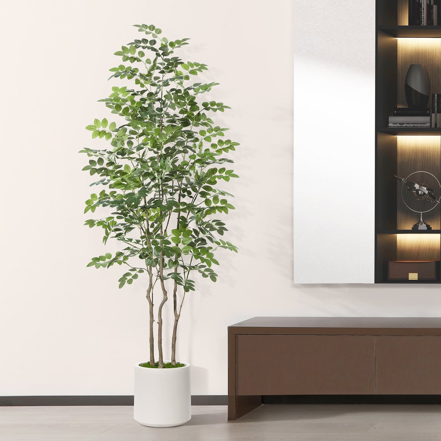 6FT Tall Large Artificial Eucalyptus Tree with 10.5 inches White Planter