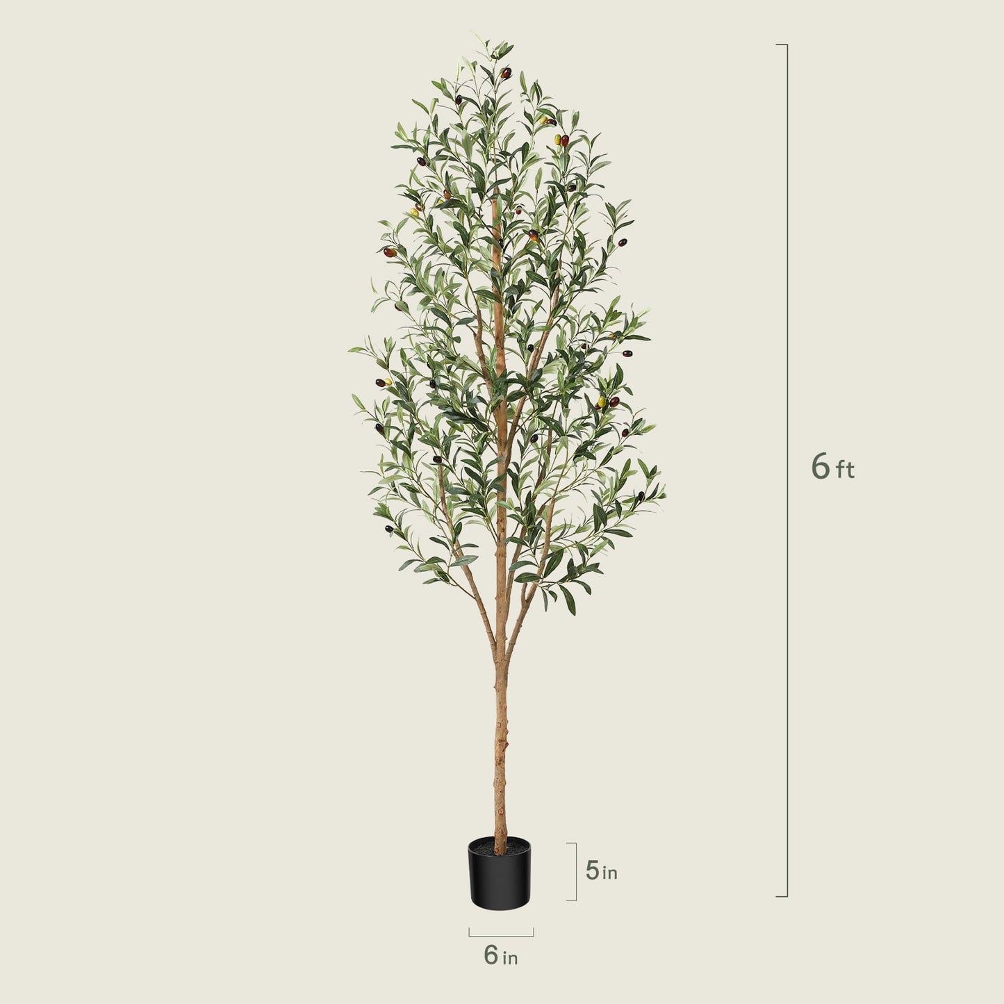 More Dense Branches and Leaves 6FT Artificial Olive Tree in Pot, Artificial Olive Plants with Fruits, Realistic Indoor Outdoor Plants for Home Decor Housewarming Gift