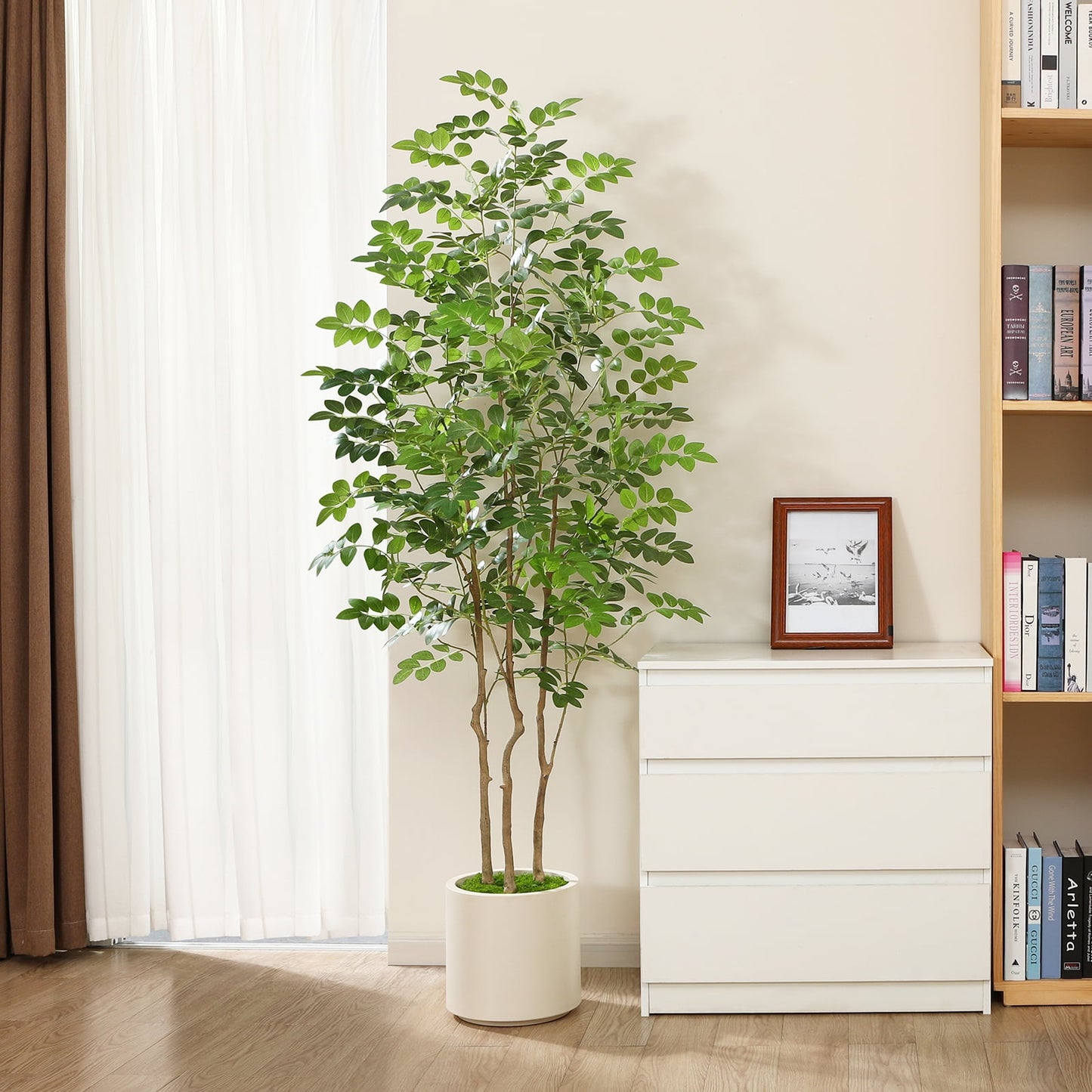 6FT Tall Large Artificial Eucalyptus Tree with 10.5 inches White Planter