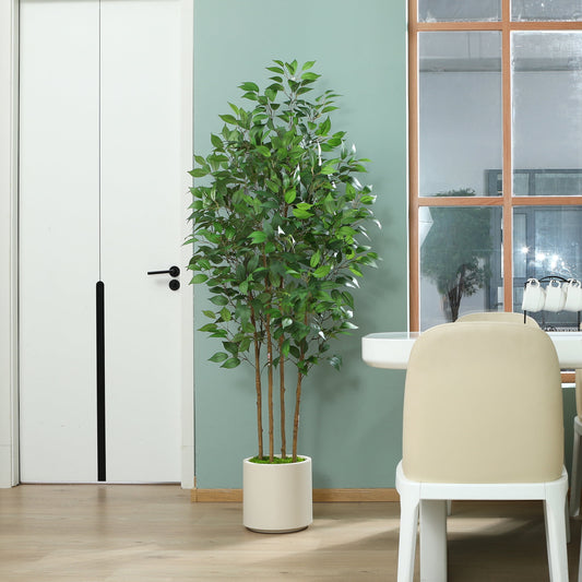 6 ft Faux Ficus Plant in Large White Planter, Artificial Ficus Tree in Pot, Perfect Home D¨¦cor