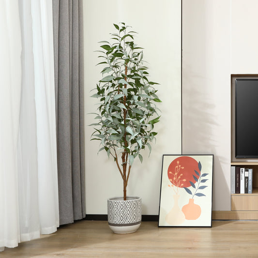 6FT Artificial Eucalyptus Plants with Realistic Leaves and Natural Trunk
