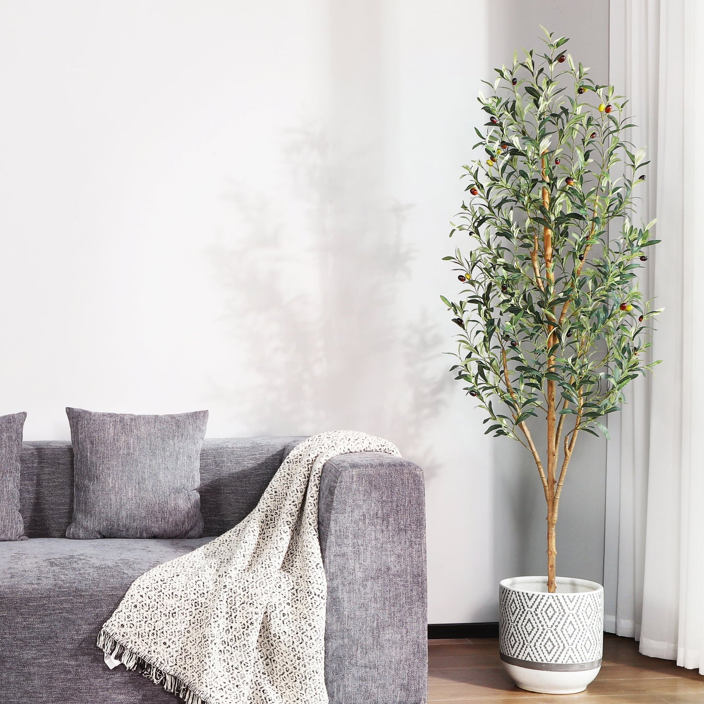 More Dense Branches and Leaves 6FT Artificial Olive Tree in Pot, Artificial Olive Plants with Fruits, Realistic Indoor Outdoor Plants for Home Decor Housewarming Gift