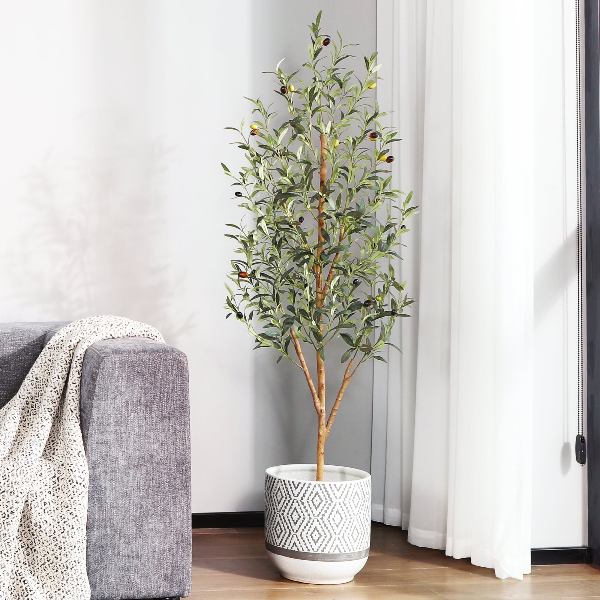 More Dense Branches and Leaves 5FT Artificial Olive Tree in Pot, Artif ...