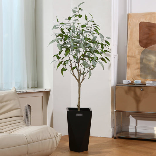 DR.Planzen Artificial Eucalyptus Plants 5FT Tall Fake Eucalyptus Plants Large Faux Trees for Home Decor Indoor Outdoor Office Gift Ornaments, Set of 1
