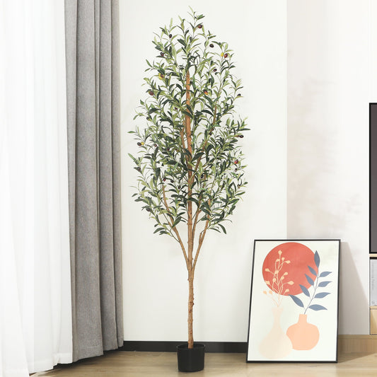 More Dense Branches and Leaves 6FT Artificial Olive Tree in Pot, Artificial Olive Plants with Fruits, Realistic Indoor Outdoor Plants for Home Decor Housewarming Gift