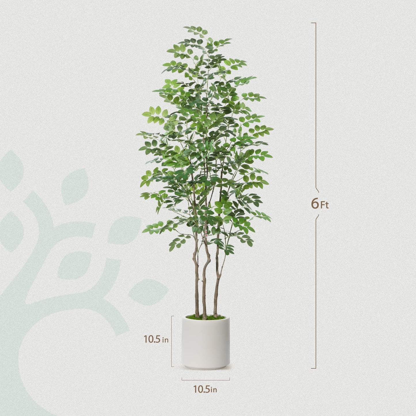 6FT Tall Large Artificial Eucalyptus Tree with 10.5 inches White Planter