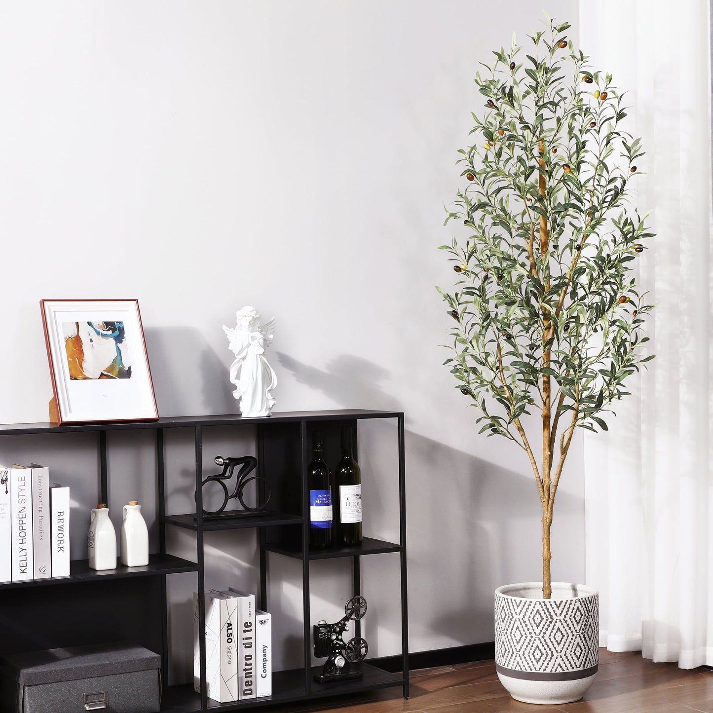 More Dense Branches and Leaves 6FT Artificial Olive Tree in Pot, Artificial Olive Plants with Fruits, Realistic Indoor Outdoor Plants for Home Decor Housewarming Gift